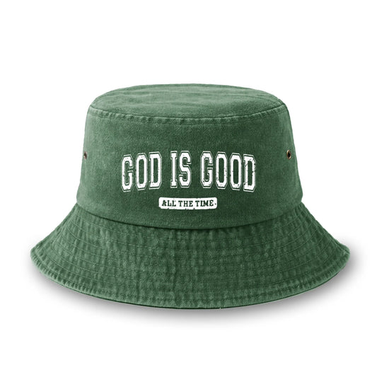 Reversible God Is Good Printed Washed Fisherman Hat Bucket Hat