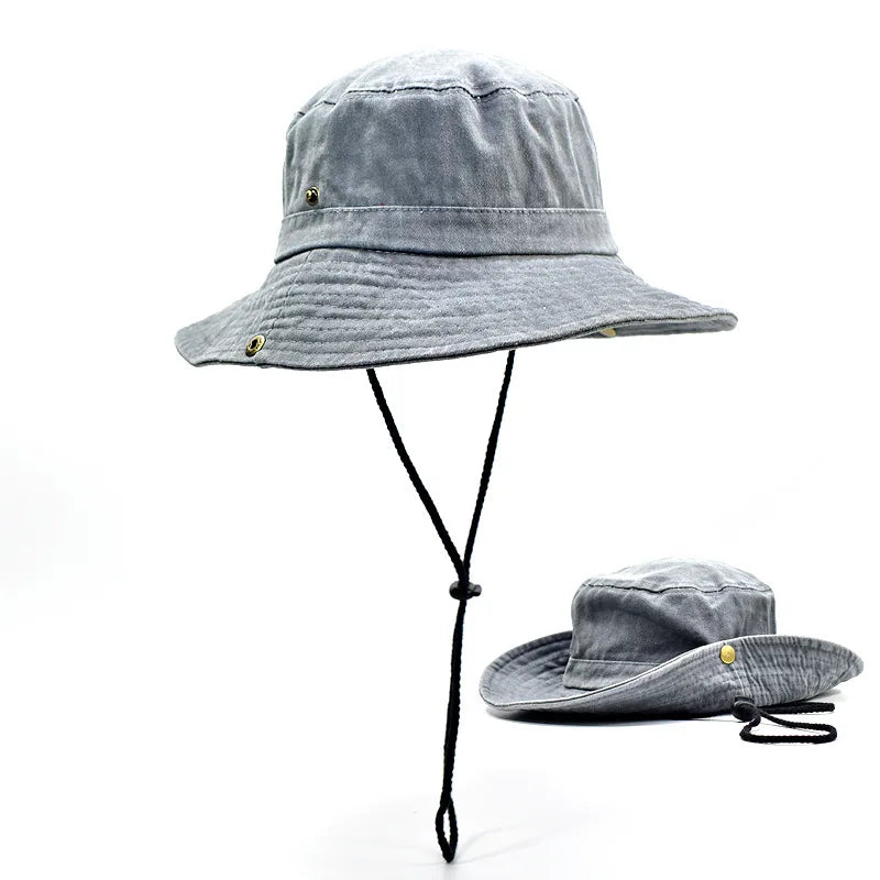 1PC Washed Cotton Bucket Hats Spring Summer Men Women