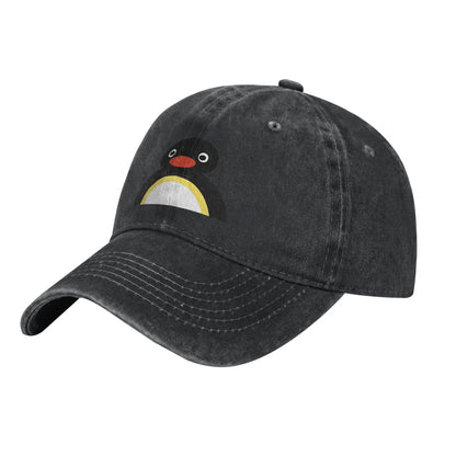 Pingu Her Friend the Seal Baseball Cap Distressed Cotton Penguin Meme Funny Cartoon Snapback Hat