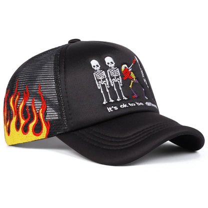 Unisex Skeleton Embroidery Baseball Caps