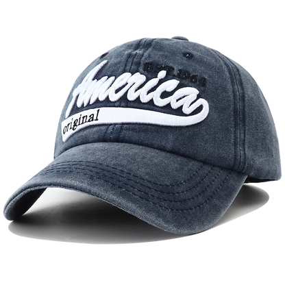 Unisex Distressed American Letter Embroidery Baseball Cap For Women Men