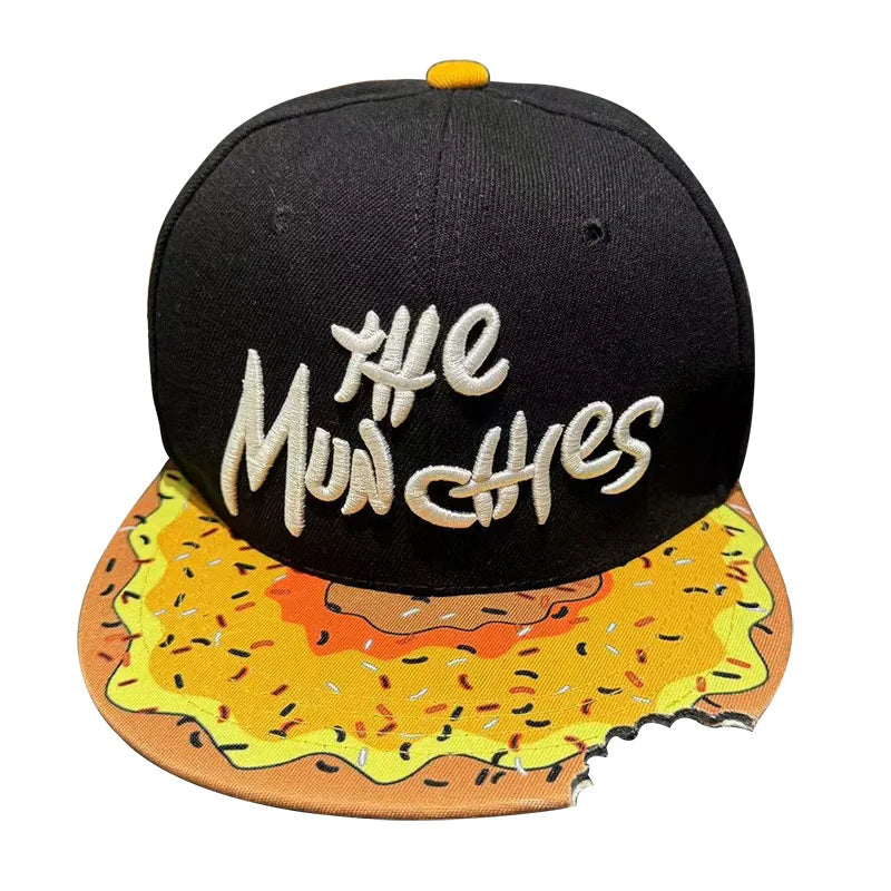 New Munchies Watermelon Donut Print Hat Embroidery Snapback Cap Men's Women's