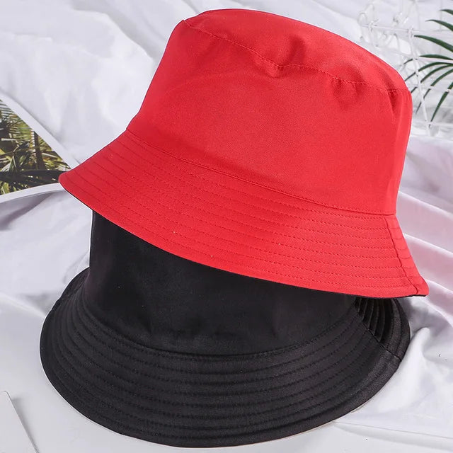 Double-sided Wearing Cap Solid Color Bucket Hat Men Women