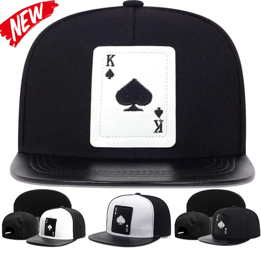 King Leather Playing Card Embroidered Baseball Caps Hip Hop Caps For Men Women Snapback Caps