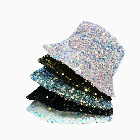 Man Woman Glitter Sequins Bucket Hat Fisherman Hat