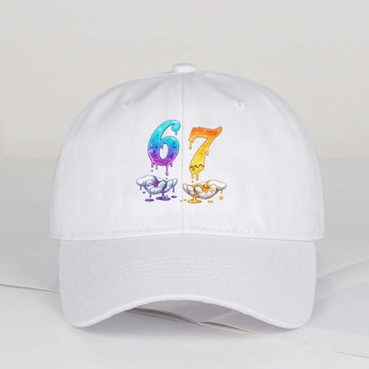 Colorful Dripping Number 67 Print Baseball Cap