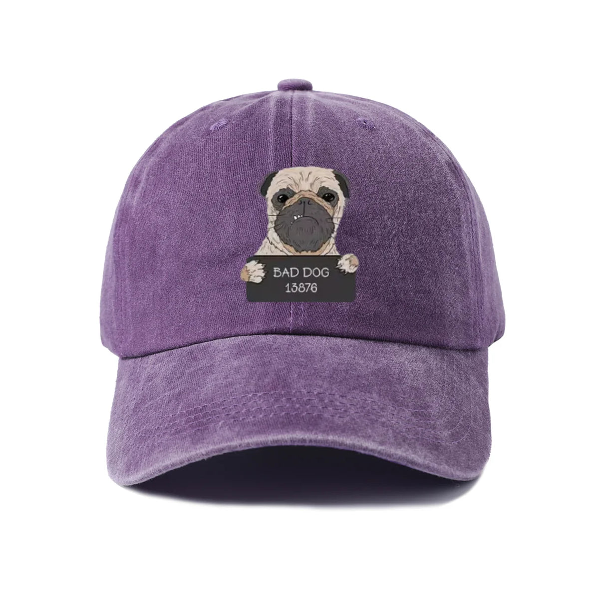 Bad Dog Pug Portrait Graphic Baseball Cap