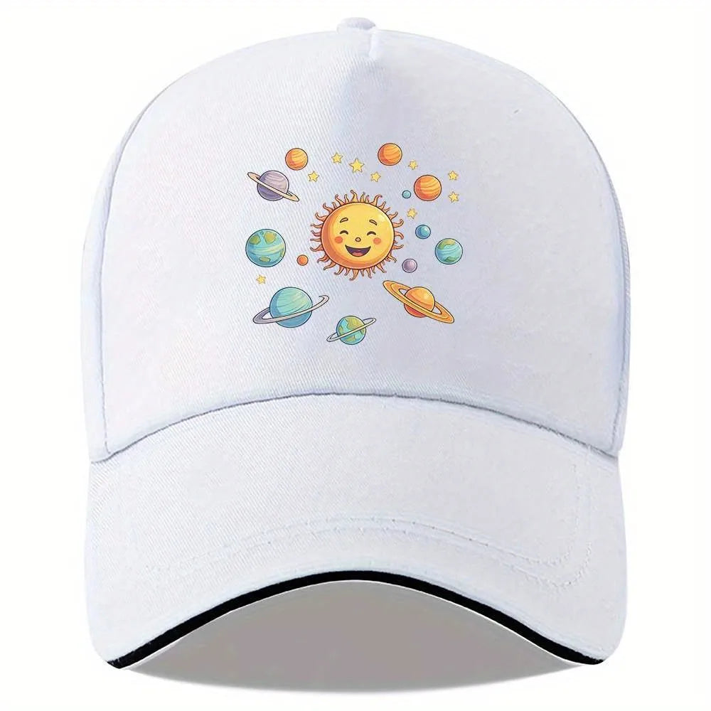 Cute Cartoon Solar System Sun Planets Baseball Cap