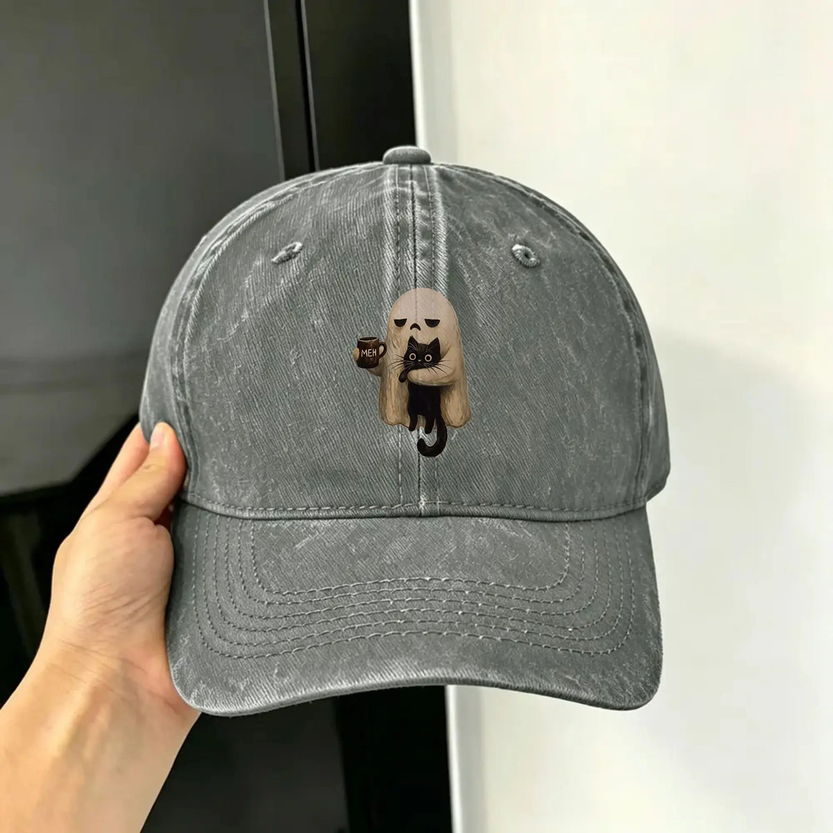 Ghost-Cat Spooky Black Cat Aesthetic Casual Baseball Cap