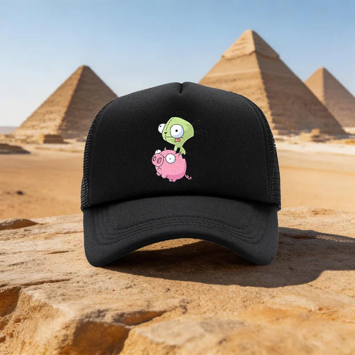 Green Alien & Pink Piglet Baseball Cap
