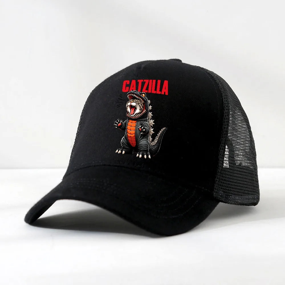 Catzilla Cat Japanese Funny Baseball Cap
