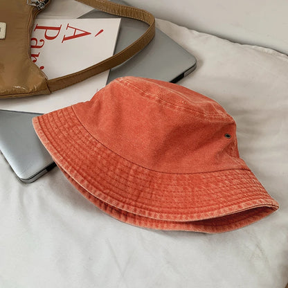 Bucket Hat Retro Washed Denim Fisherman Hat Fashionable And Versatile Sun Hat