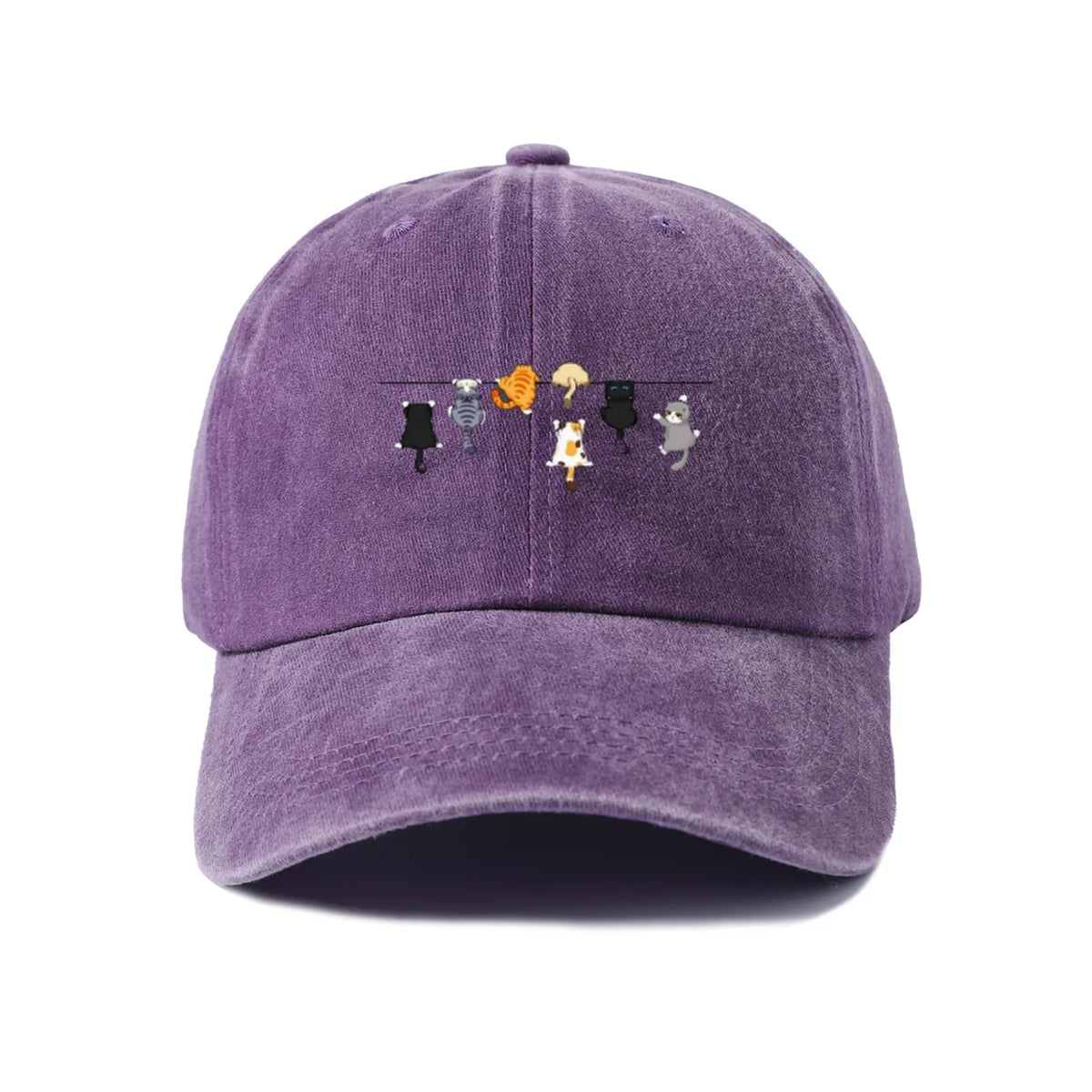 Cats Hanging on Clothesline Graphic Baseball Cap