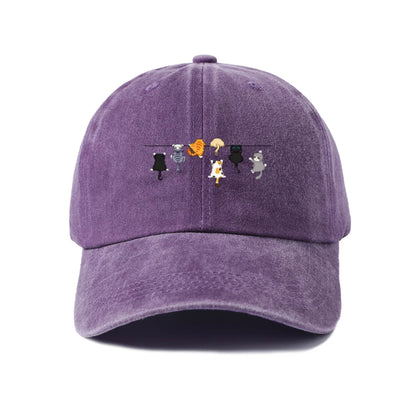 Cats Hanging on Clothesline Graphic Baseball Cap