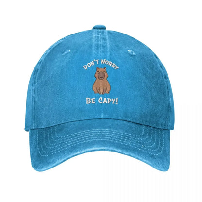 Capybaras Unisex Style Baseball Cap Don't Worry Be Capy Distressed Denim Washed Hats Cap