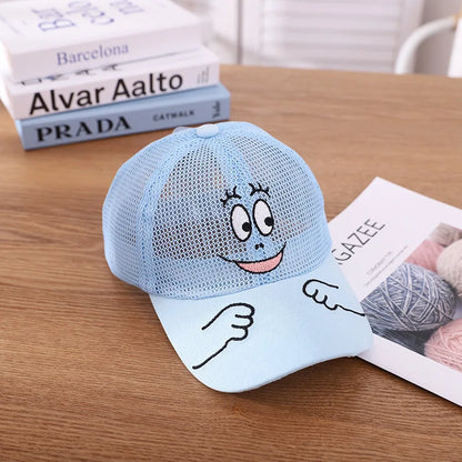 Cool New Boys Girls Kids Children Summer Cute Cap Smiley Face Kawaii Mesh Baseball Cap