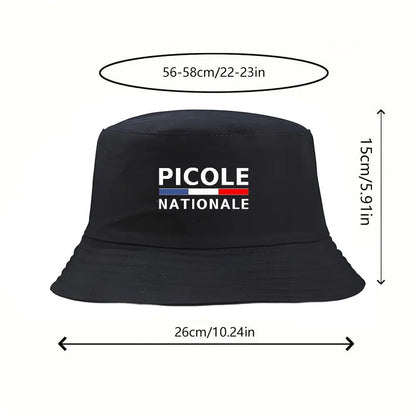 Black Bucket Hat Summer Fisherman Hat Fishing Cap With PICOLE NATIONALE Print