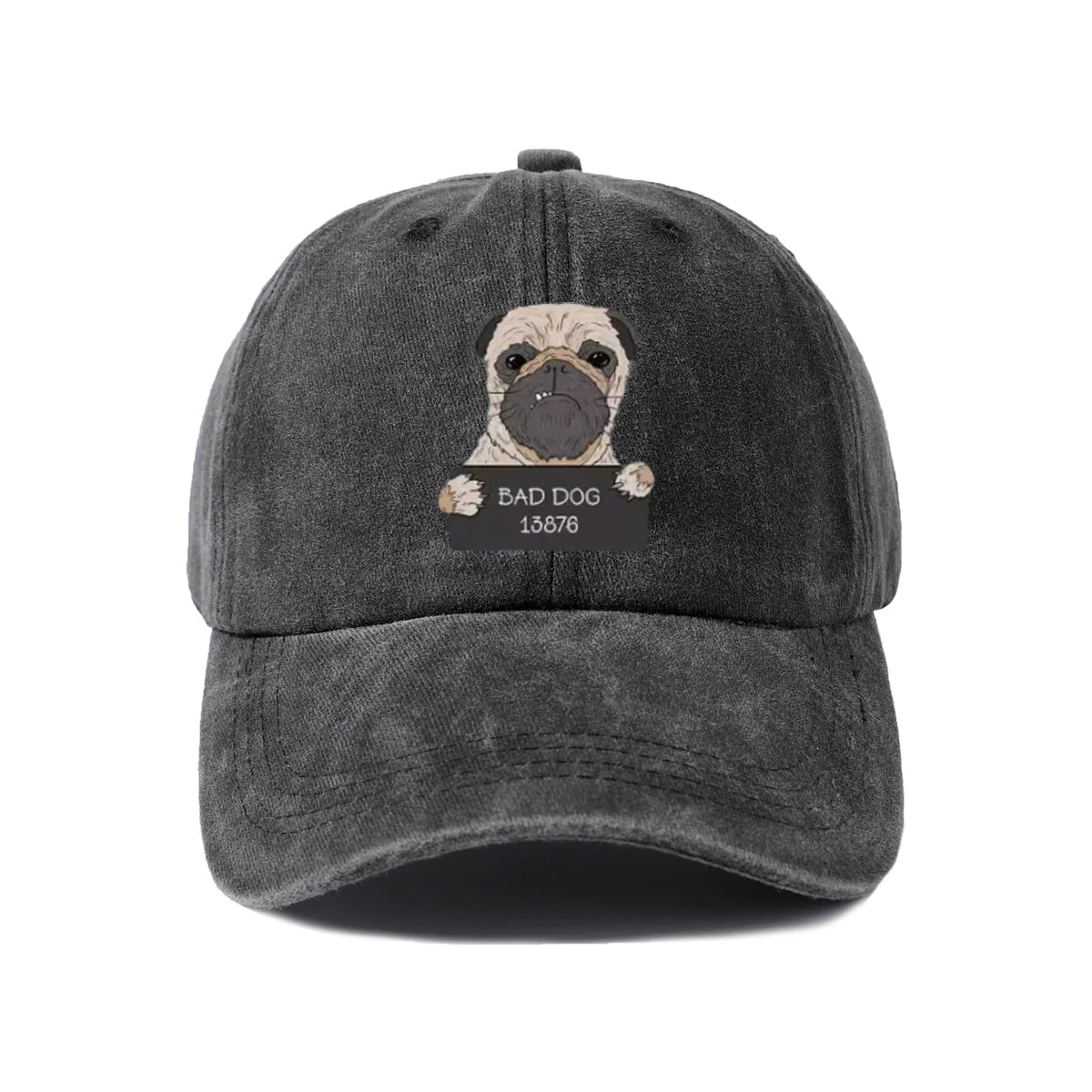 Bad Dog Pug Portrait Graphic Baseball Cap