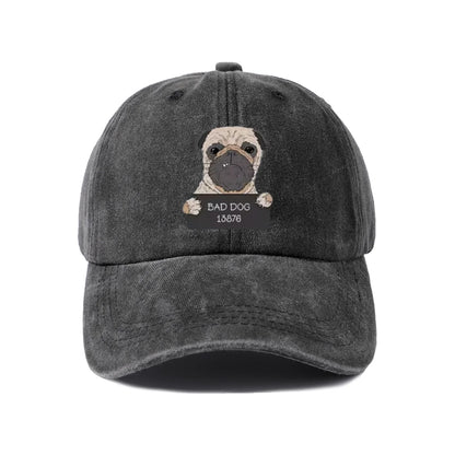 Bad Dog Pug Portrait Graphic Baseball Cap
