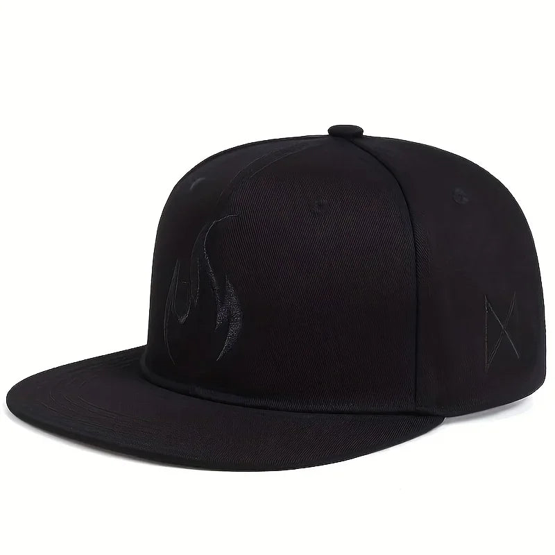 Unisex Flame Embroidery Hip-hop Hats Snapback Cap Spring Autumn