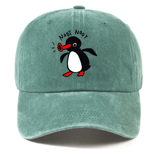 Cross-Border Hottest Curved Brim Wash Cotton Baseball Cap Cartoon Penguin