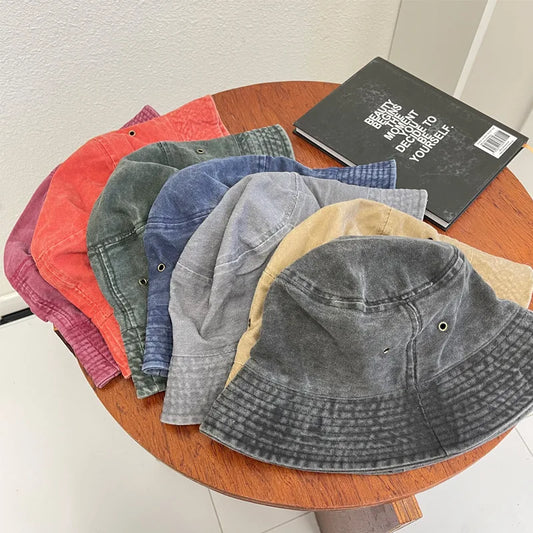 Washed Denim Bucket Hat Women Fisherman's Hat Bucket Hat