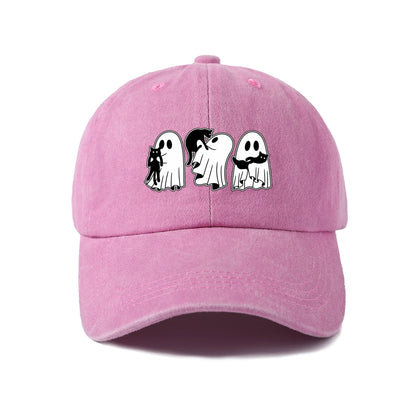 Vintage Washed Ghosts Holding Black Cats Graphic Baseball Cap