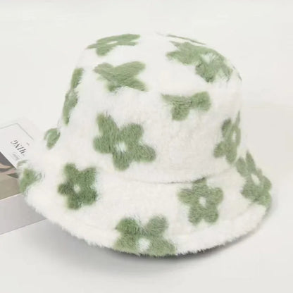 Fluffy Fur Women Bucket Hat Thick Warm Sun Hat For Men and Women