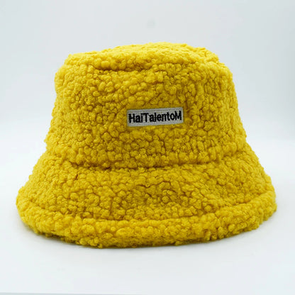 Autumn Winter Warm Hat Men Women Thick Plush Bucket Hat