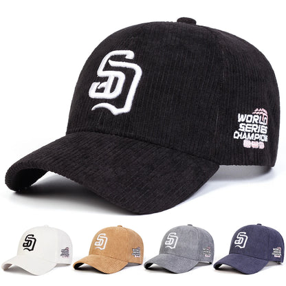 Unisex SD Letter Embroidery Corduroy Baseball Caps Spring And Autumn