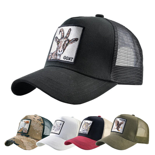 Fashion Trucker Caps With Embroidery Goat Patch