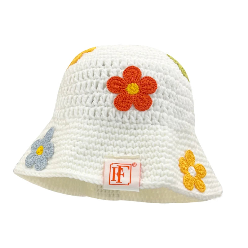 Hook flower Colorful Gradient knittingWoolen Hat Women's