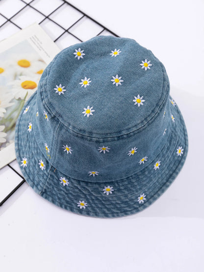 Little Daisy Embroidered Fisherman Hat Bucket Hat
