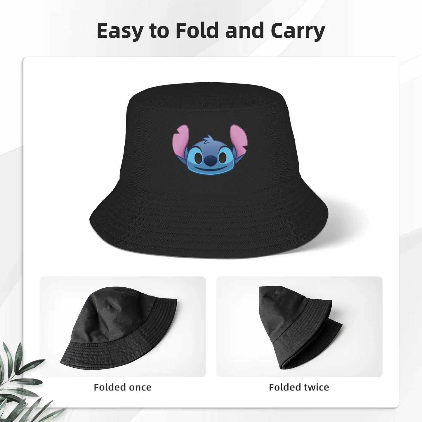 Unisex Bucket Hat Lilo & Stitch Vocation Getaway Headwear Fisherman Hats Cartoon Panama Hat