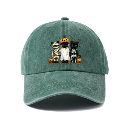 Halloween Mummy Ghost and Cats Baseball Cap