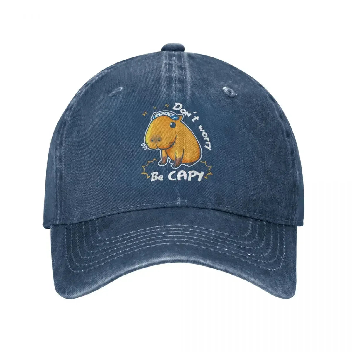 Classic Denim Capybara Don't Worry Be Capy Baseball Cap
