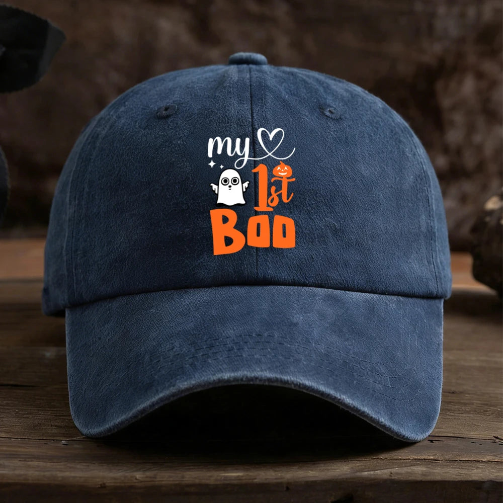 Baseball Cap Ghost Pumpkin Heart Graphic