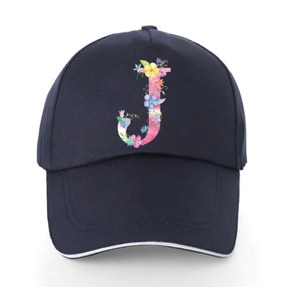 Men Baseball Cap Pure Cotton Adjustable Back Buckle Hat Pink Letter Print