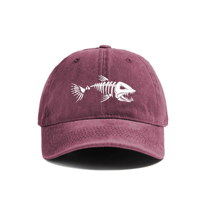 Fish Bone And Fish Bone Printed Baseball Caps