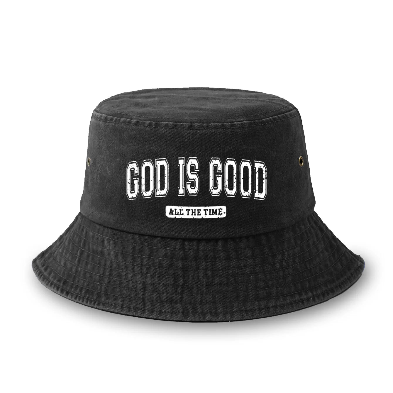 Reversible God Is Good Printed Washed Fisherman Hat Bucket Hat