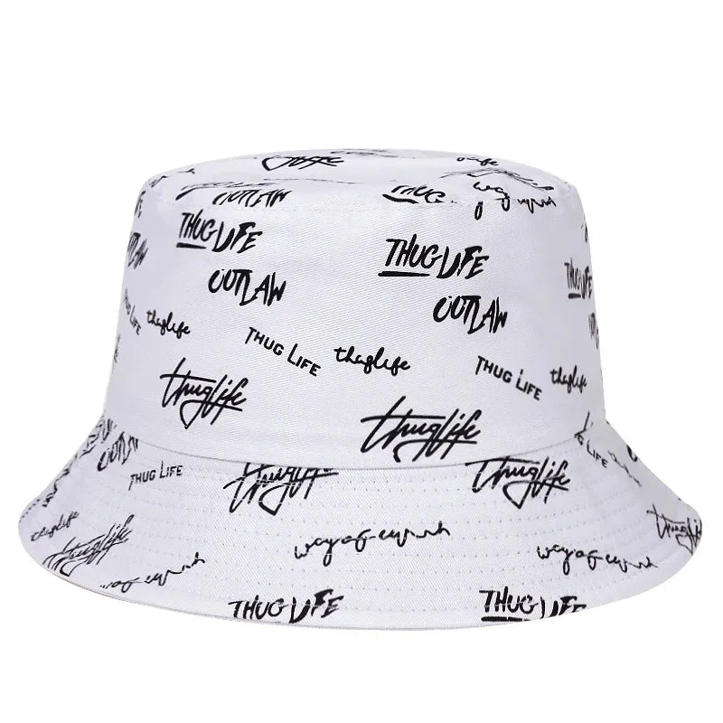 Unisex Double Sided Wearable Thugufe Embroidery Personality Bucket Hats Fishermen Caps