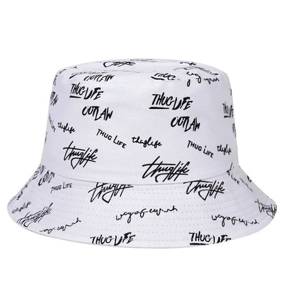 Unisex Double Sided Wearable Thugufe Embroidery Personality Bucket Hats Fishermen Caps