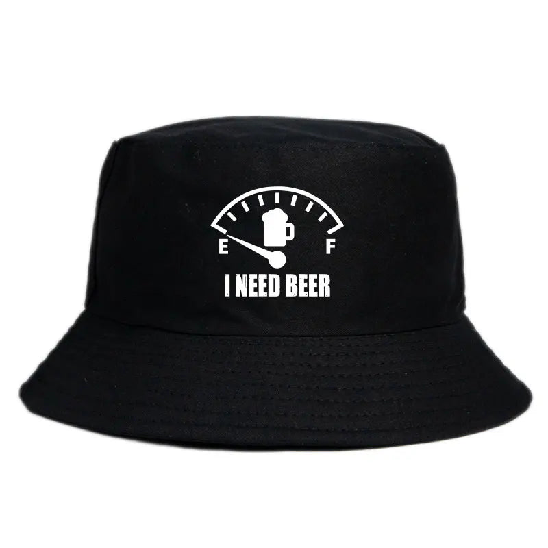 I Need Beer Printed Bucket Hat Women Men Casual Reversible Fisherman Cap