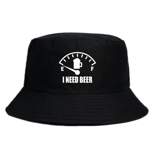 I Need Beer Printed Bucket Hat Women Men Casual Reversible Fisherman Cap