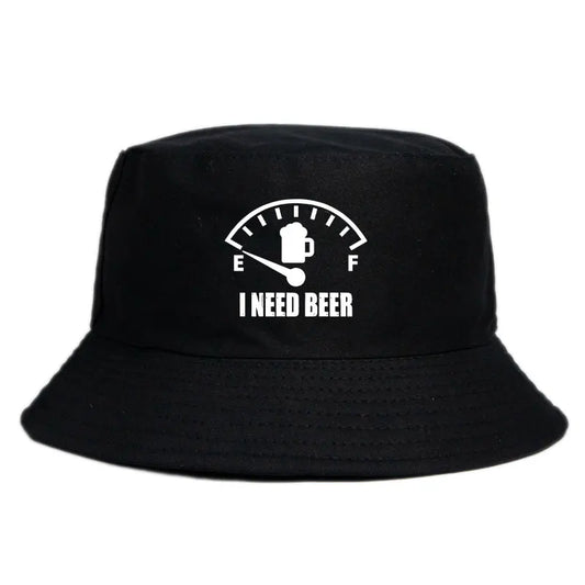 I Need Beer Printed Bucket Hat Women Men Casual Reversible Fisherman Cap