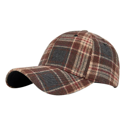 Hats For Men And Women New Classic Plaid Baseball Cap Hard-Brimmed Face-Slimming