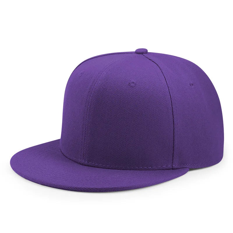 Unisex Hip Hop Solid Color Flat Brim Snapback Hats For Women