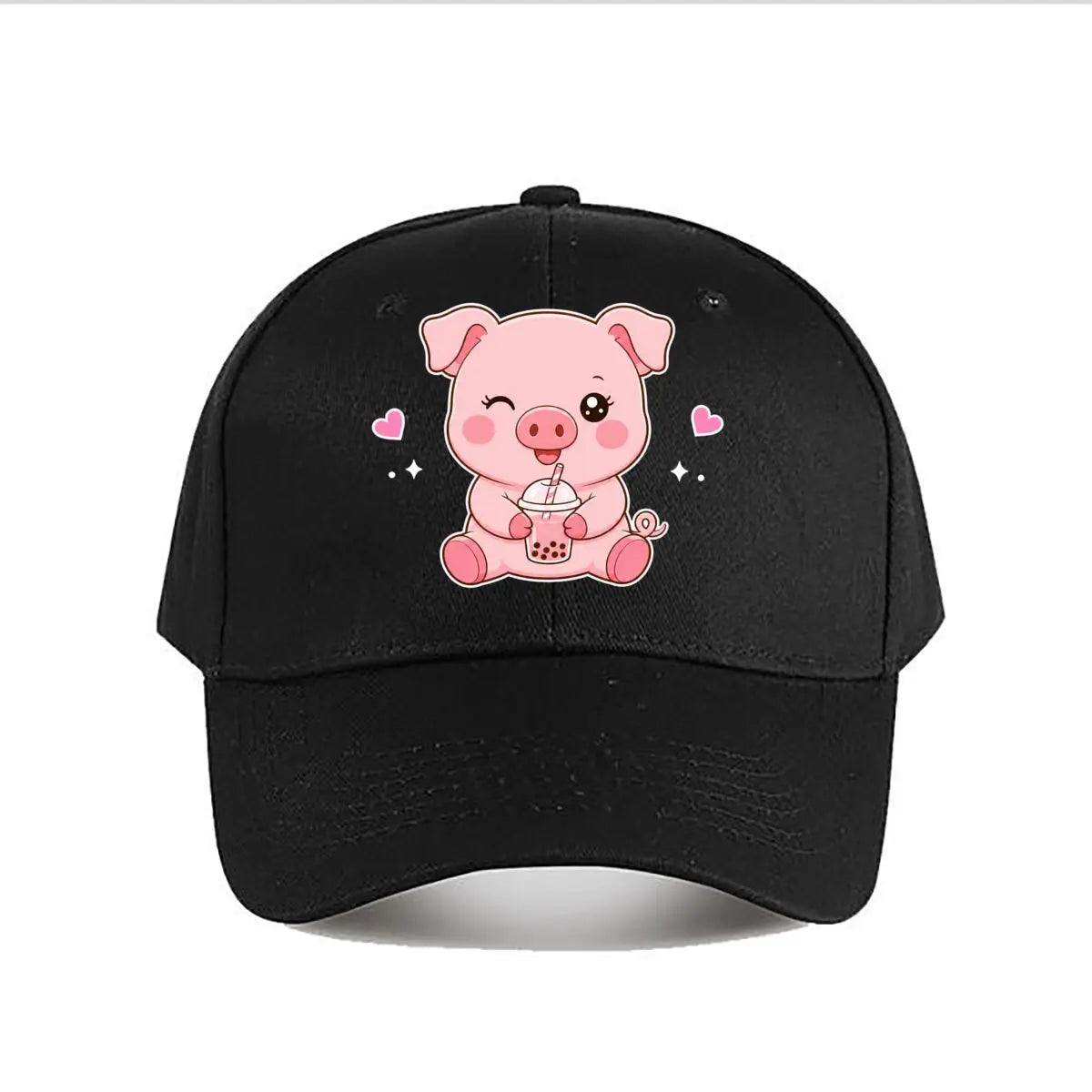 Pink Pig Bubble Tea Baseball Cap