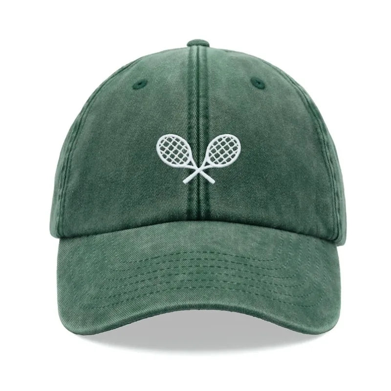 Tennis Racquets Crossed Retro Washed Baseball Caps