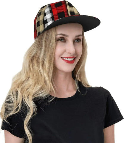 Plaid Adult Men's Snapback Cap Hat Tennis Cap Running Cap Hip Hop